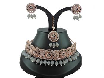 Grey designer function wear ad necklace set 1