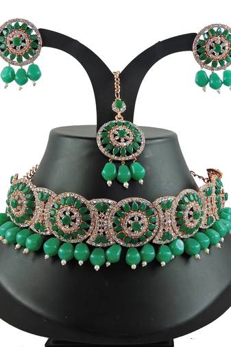 Green designer function wear ad necklace set