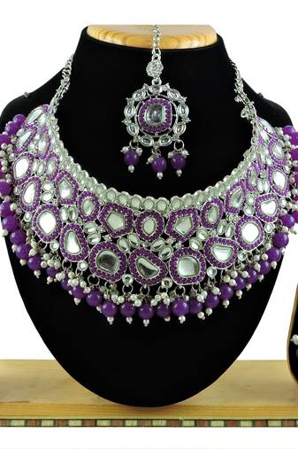 Purple designer function wear ad necklace set