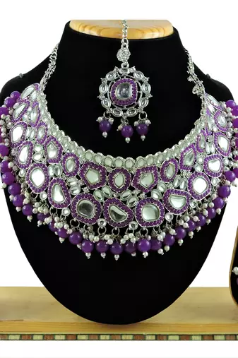 Purple designer function wear ad necklace set