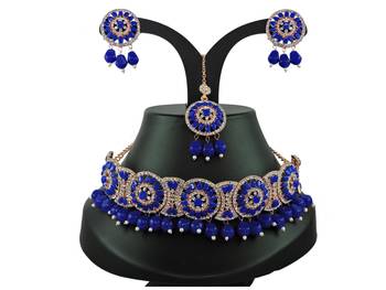 Blue designer function wear ad necklace set 1