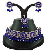 Blue designer function wear ad necklace set