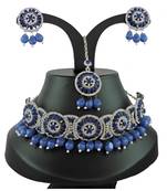 Blue designer function wear ad necklace set