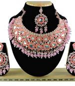 Pink designer function wear ad necklace set