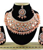 Orange designer function wear ad necklace set
