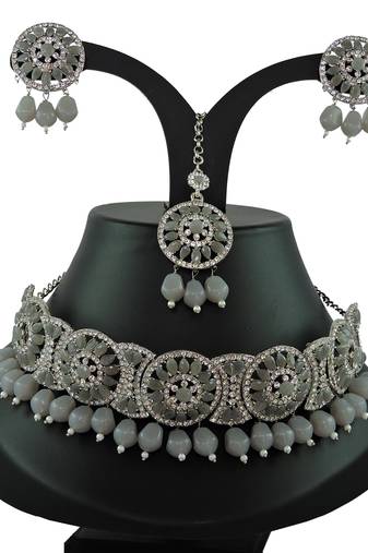 Grey designer function wear ad necklace set