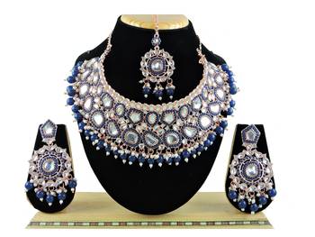 Blue designer function wear ad necklace set 1