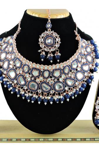 Blue designer function wear ad necklace set