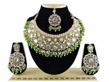 Green designer function wear ad necklace set 1