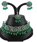 Green designer function wear ad necklace set