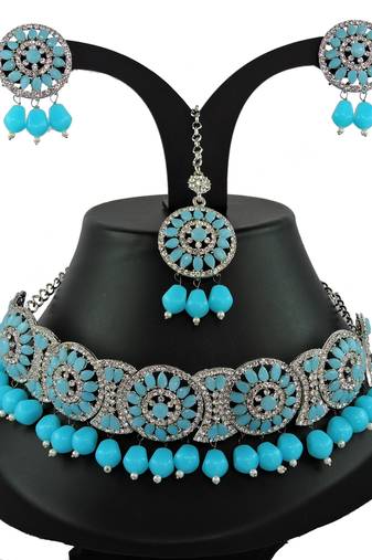 Turquoise designer function wear ad necklace set