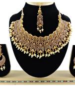 Gold designer function wear ad necklace set
