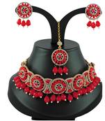 Red designer function wear ad necklace set