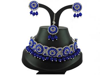 Blue designer function wear ad necklace set 1