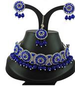 Blue designer function wear ad necklace set