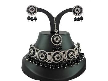 Black designer function wear ad necklace set 1