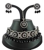 Black designer function wear ad necklace set