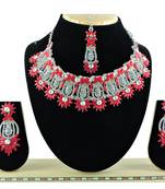 Red designer function wear ad necklace set