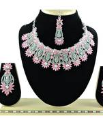 Pink designer function wear ad necklace set