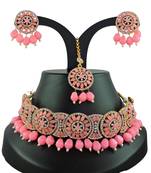 Pink designer function wear ad necklace set