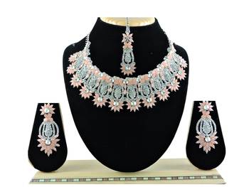 Orange designer function wear ad necklace set 1