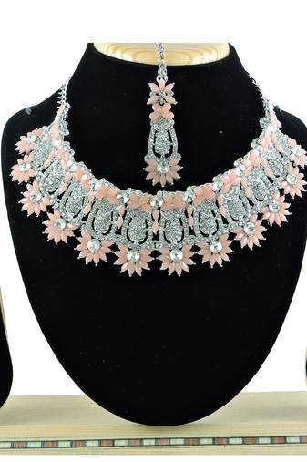 Orange designer function wear ad necklace set