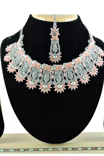 Orange designer function wear ad necklace set