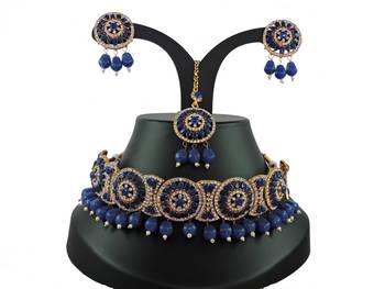 Blue designer function wear ad necklace set 1