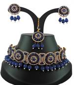 Blue designer function wear ad necklace set
