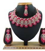 Red designer function wear ad necklace set