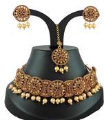Gold designer function wear ad necklace set