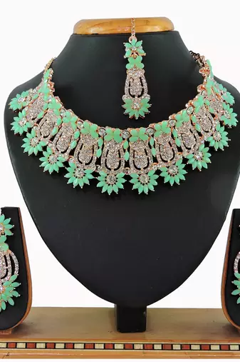 Green designer function wear ad necklace set