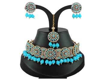 Turquoise designer function wear ad necklace set 1