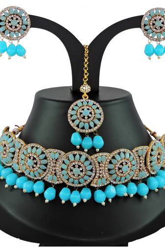 Turquoise designer function wear ad necklace set