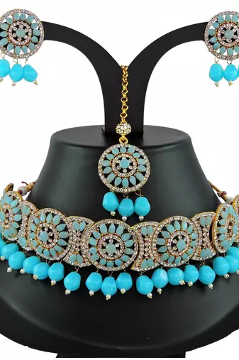 Turquoise designer function wear ad necklace set
