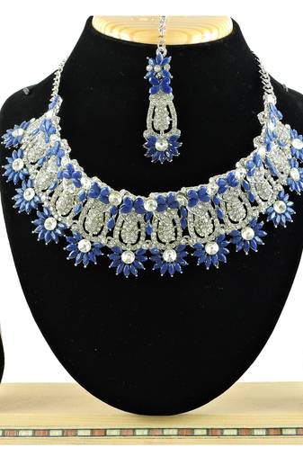 Blue designer function wear ad necklace set