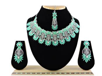 Green designer function wear ad necklace set 1