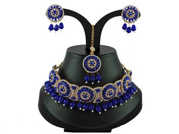 Blue designer function wear ad necklace set 1