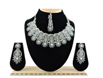 Grey designer function wear ad necklace set 1