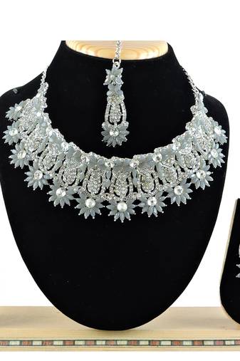 Grey designer function wear ad necklace set