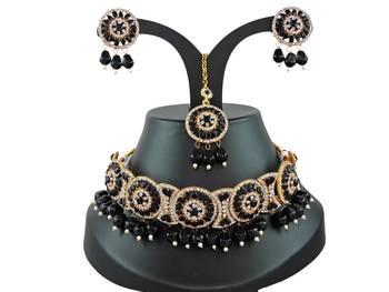 Black designer function wear ad necklace set 1