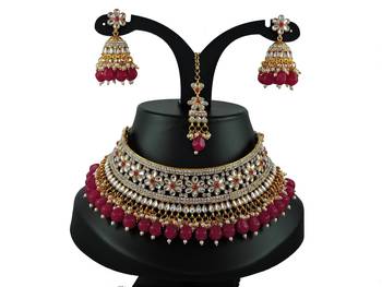 Red designer function wear ad necklace set 1