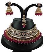Red designer function wear ad necklace set