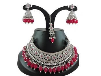 Red designer function wear ad necklace set 1
