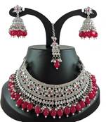 Red designer function wear ad necklace set