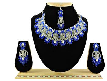 Blue designer function wear ad necklace set 1