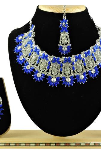 Blue designer function wear ad necklace set