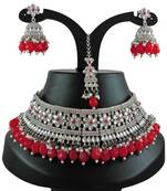 Red designer function wear ad necklace set