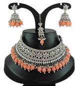 Orange designer function wear ad necklace set