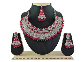 Red designer function wear ad necklace set 1
